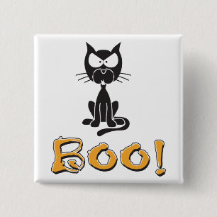 Boo! Halloween Scary Cat 15 Cm Square Badge