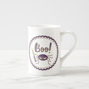 Boo! Halloween spider knife hand Bone China Mug