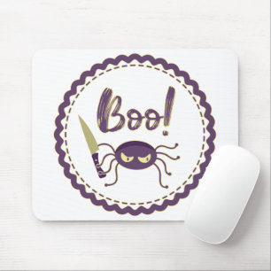 Boo! Halloween spider knife hand T-Shirt Mouse Pad