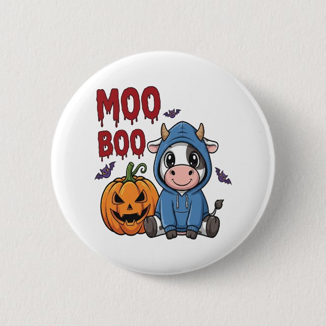 Boo Halloween Spooky Ghost Cow 6 Cm Round Badge (Front)