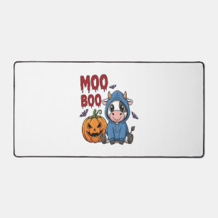 Boo Halloween Spooky Ghost Cow Desk Mat