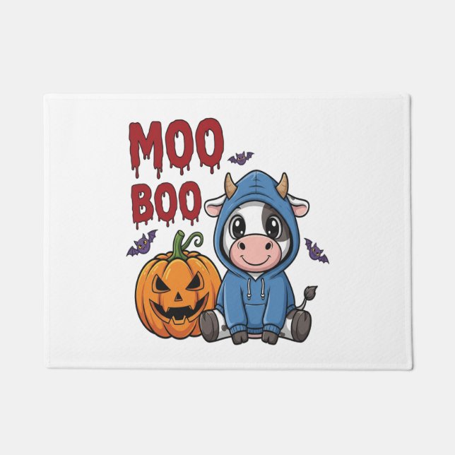Boo Halloween Spooky Ghost Cow Doormat (Front)