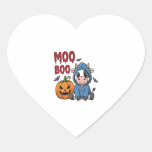Boo Halloween Spooky Ghost Cow Heart Sticker