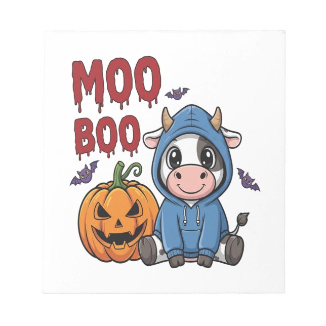Boo Halloween Spooky Ghost Cow Notepad (Front)