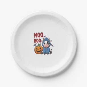 Boo Halloween Spooky Ghost Cow Paper Plate