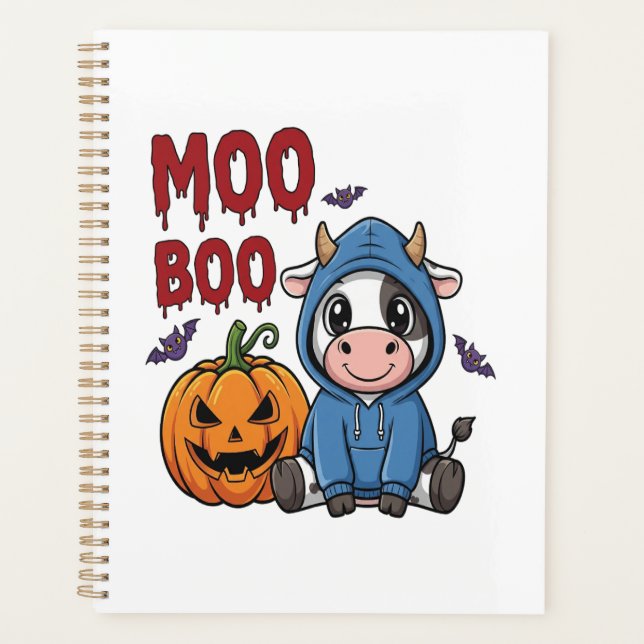 Boo Halloween Spooky Ghost Cow Planner (Front)