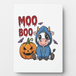 Boo Halloween Spooky Ghost Cow Plaque
