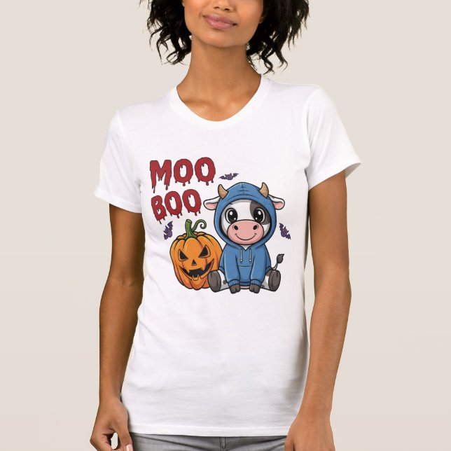 Boo Halloween Spooky Ghost Cow T-Shirt (Front)
