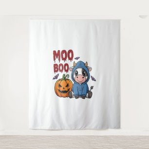 Boo Halloween Spooky Ghost Cow Tapestry