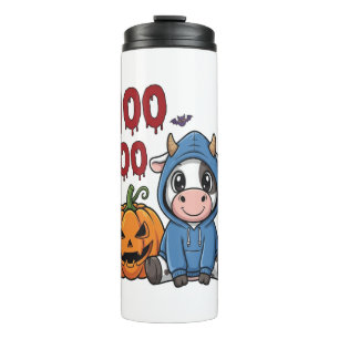 Boo Halloween Spooky Ghost Cow Thermal Tumbler