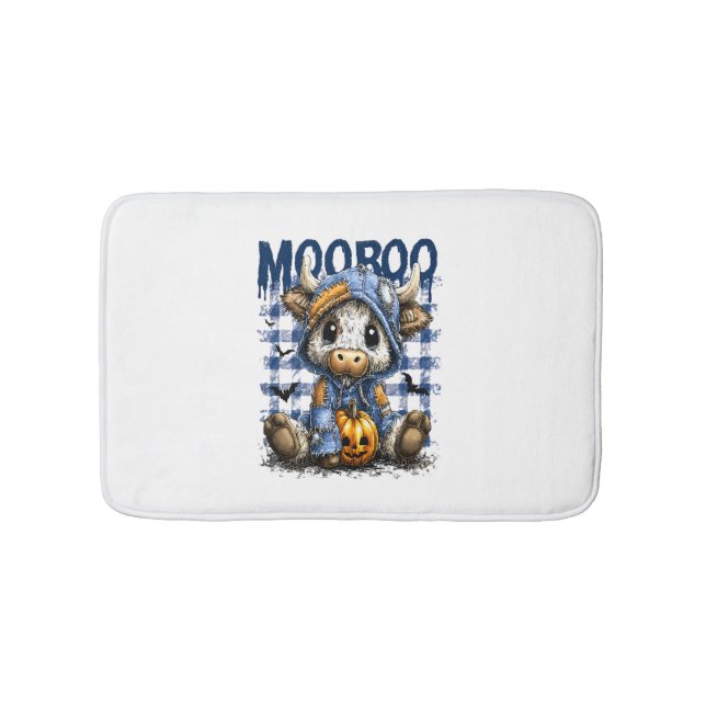 Boo Halloween Spooky Highland Cow Bath Mat (Front)