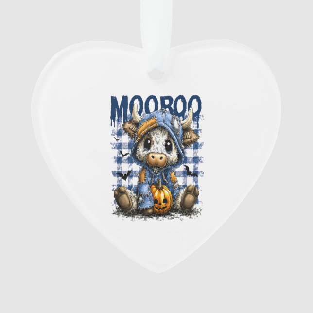 Boo Halloween Spooky Highland Cow Ornament (Front)