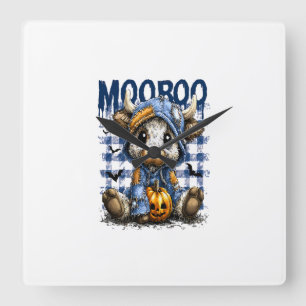 Boo Halloween Spooky Highland Cow Square Wall Clock