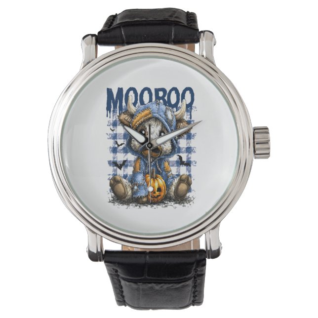 Boo Halloween Spooky Highland Cow Watch (Front)