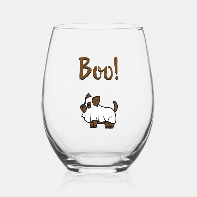 Boo Halloween                    Stemless Wine Glass (Front)