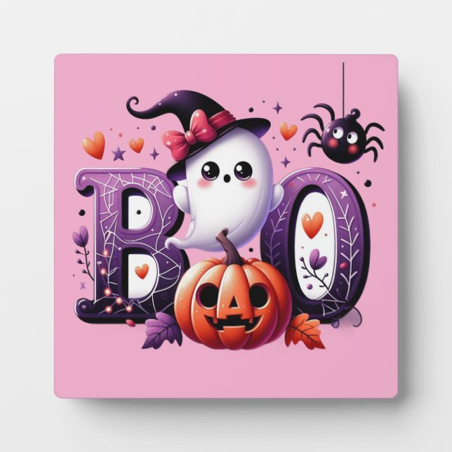 Boo Halloween Tabletop Sign Plaque (Front)