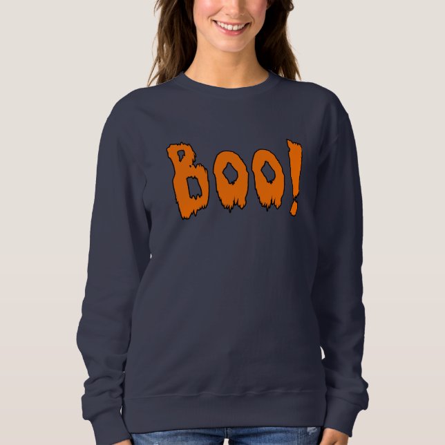 Boo Halloween Theme Grey Sweatshirt  (Front)