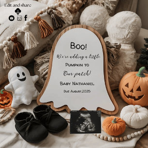 Boo Halloween themed cute pregnancy announcement 
