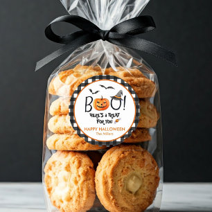 BOO Halloween Treat Pumpkin round Classic Round Sticker