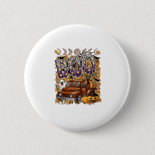 Boo Halloween Vintage Truck Ghost Pumpkins Leopard 6 Cm Round Badge