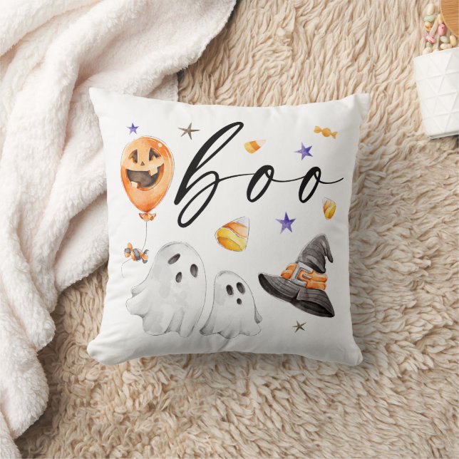 Boo Halloween Watercolor  Cushion (Blanket)