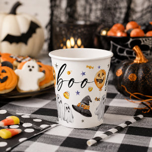 Boo Halloween Watercolor Party Paper Cups