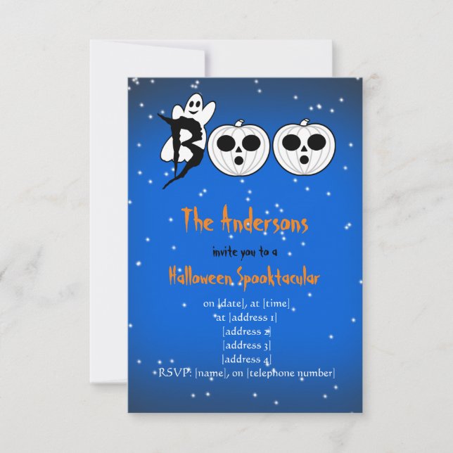 BOO! Halloween White Pumpkins Invitation (Front)
