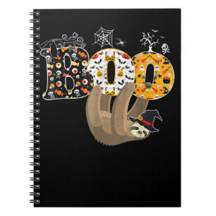 Boo Halloween With Sloth Witch Hat And Spider Gift Notebook
