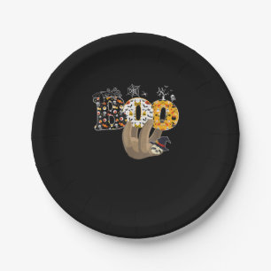 Boo Halloween With Sloth Witch Hat And Spider Gift Paper Plate