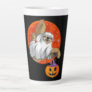 Boo Halloween With Sloth Witch Hat And Spider Latte Mug