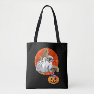 Boo Halloween With Sloth Witch Hat And Spider Tote Bag