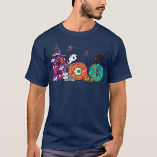 Boo Halloween with Witch Hat Ghost Pumpkin Black C T-Shirt