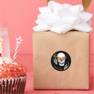 Boo! Hand-painted Skull sticker