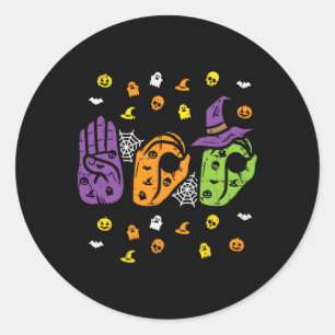 Boo Hands American Sign Language Pride ASL Hallowe Classic Round Sticker