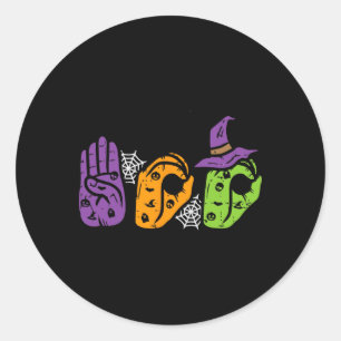 Boo Hands American Sign Language Pride Asl Hallowe Classic Round Sticker