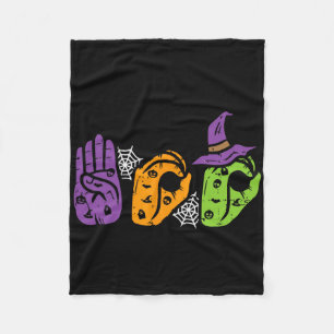 Boo Hands American Sign Language Pride Asl Hallowe Fleece Blanket