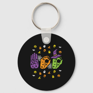 Boo Hands American Sign Language Pride ASL Hallowe Key Ring