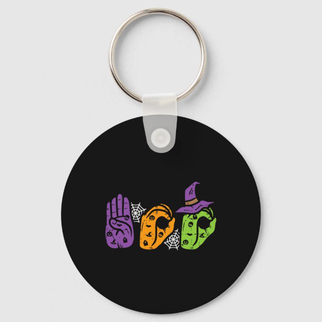 Boo Hands American Sign Language Pride Asl Hallowe Key Ring (Front)