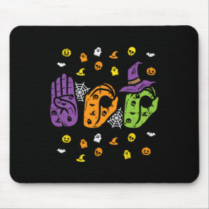 Boo Hands American Sign Language Pride Asl Hallowe Mouse Pad