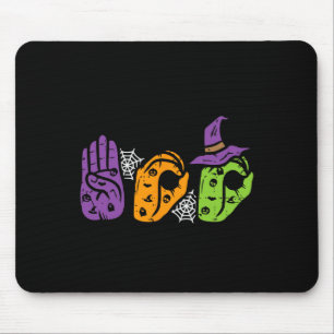 Boo Hands American Sign Language Pride Asl Hallowe Mouse Pad