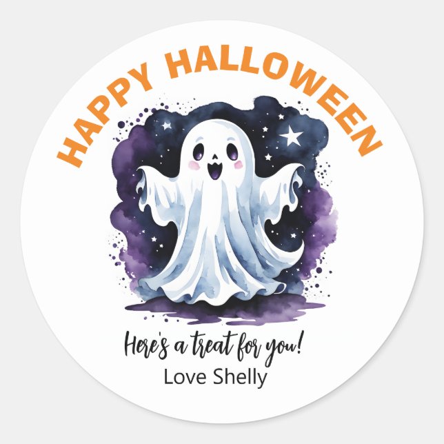Boo! Happy Ghost Halloween sticker (Front)