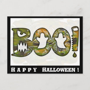 BOO Happy Halloween black - postcard or invitation