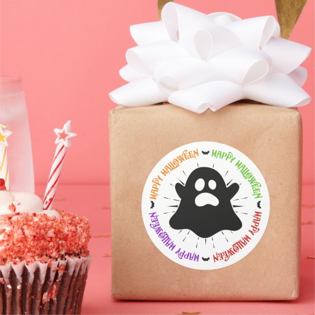 Boo!! Happy Halloween!! Classic Round Sticker (Party)