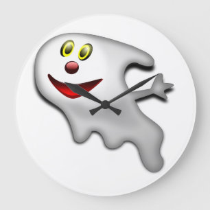 BOO ! HAPPY HALLOWEEN GHOST LARGE CLOCK