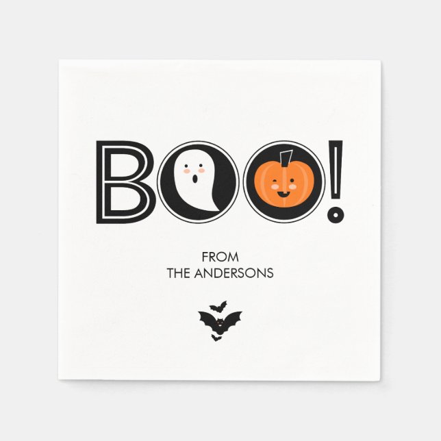 Boo! Happy Halloween Paper Napkin (Front)