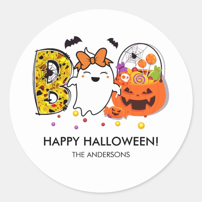 Boo! Happy Halloween Sticker (Front)