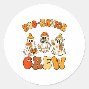 Boo-havior Crew Behavior Yst Halloween Aba Classic Round Sticker