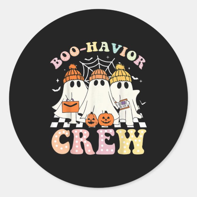 Boo Havior Crew Behaviour Yst Halloween Aba Rbt  Classic Round Sticker (Front)