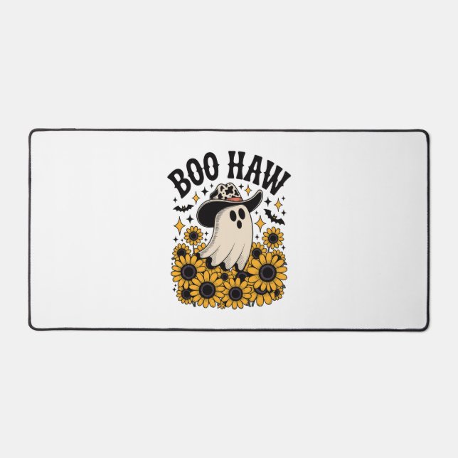 Boo Haw Cow Ghost Western Halloween Desk Mat (Front)