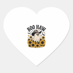 Boo Haw Cow Ghost Western Halloween Heart Sticker